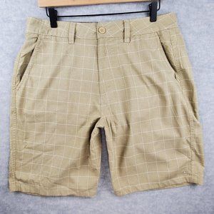 O'Neill Mens Shorts 34 Khaki Brown Windowpane Regular Fit